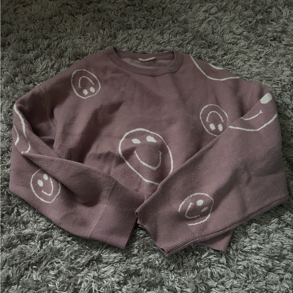 Purple altard state smiley face sweater